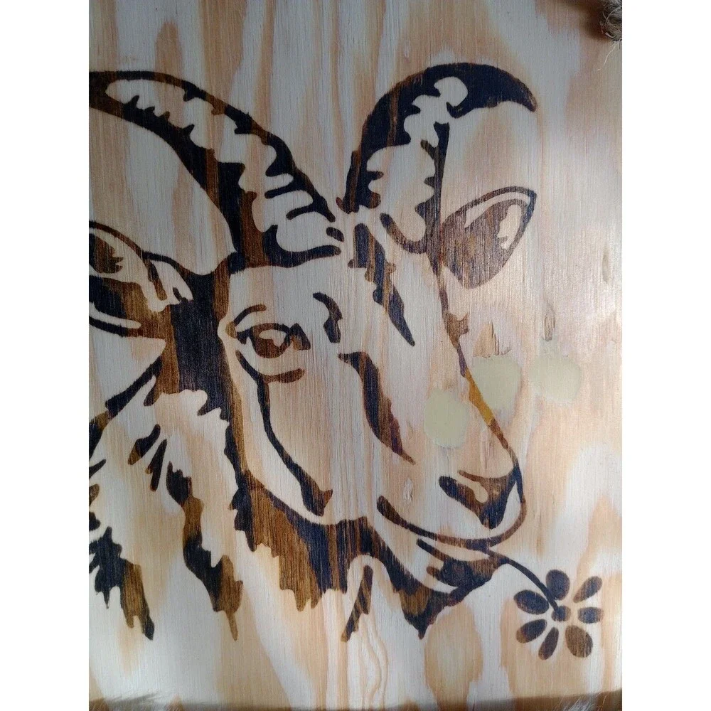 Handmade Ram Home Decor Wood Burnished 12 X 12